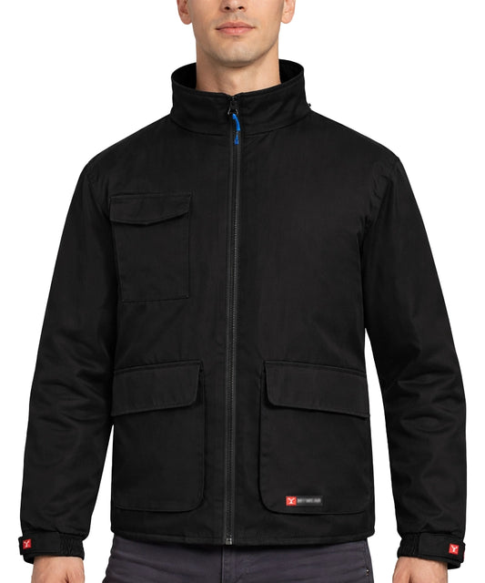 Gevoerde werkjas Renegade aan model