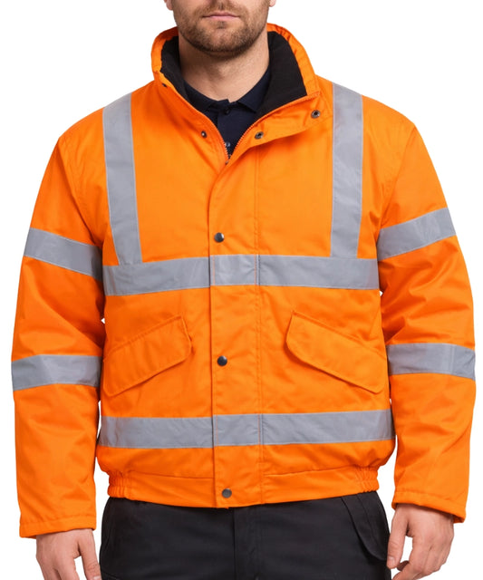 High-visibility Bomber jack oranje RT32 aan foto model