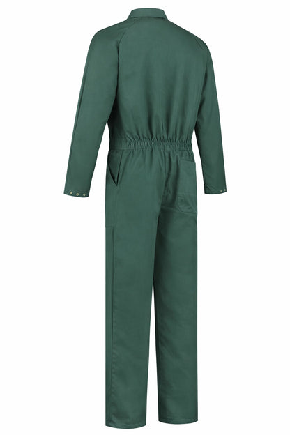 Kinderoverall polyester/katoen flessengroen achterkant