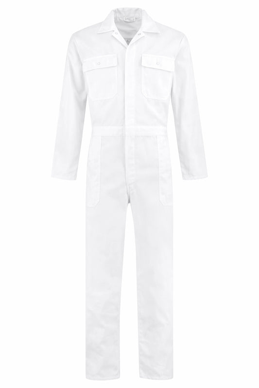 overall polyester/katoen wit voorkant