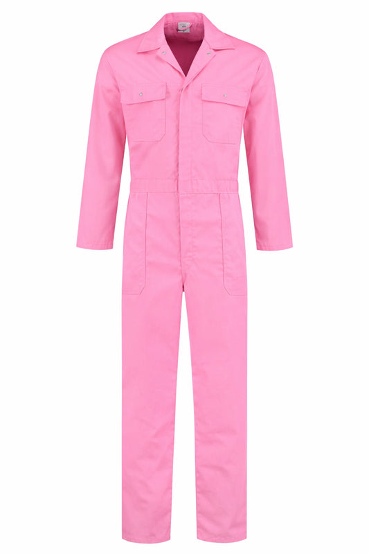 Overall Drukknoop polyester/katoen roze voorkant