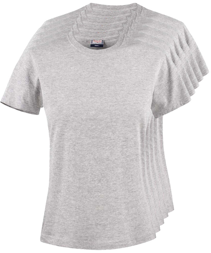 Printer Heavy T-shirt Dames Ronde hals 5 pack grijs