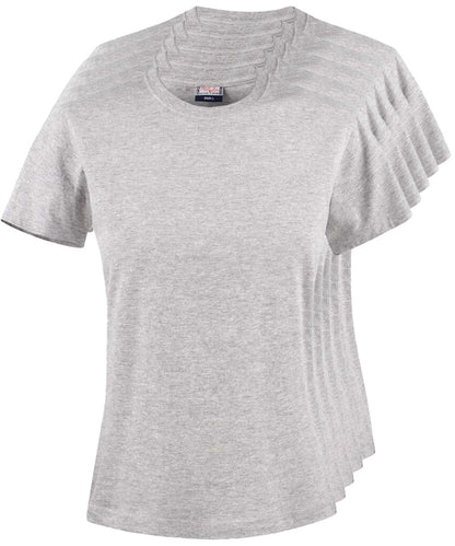 Printer Heavy T-shirt Dames Ronde hals 5 pack grijs