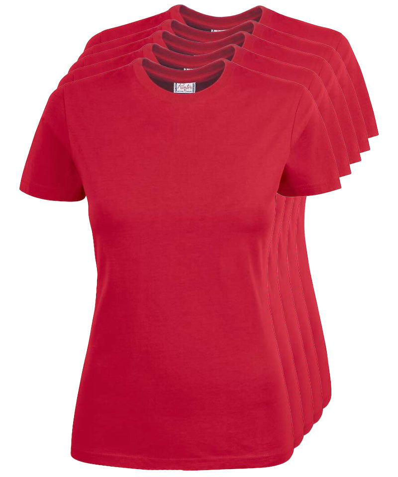 Printer Heavy T-shirt Dames Ronde hals 5 pack rood