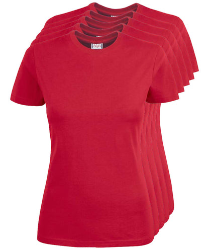 Printer Heavy T-shirt Dames Ronde hals 5 pack rood