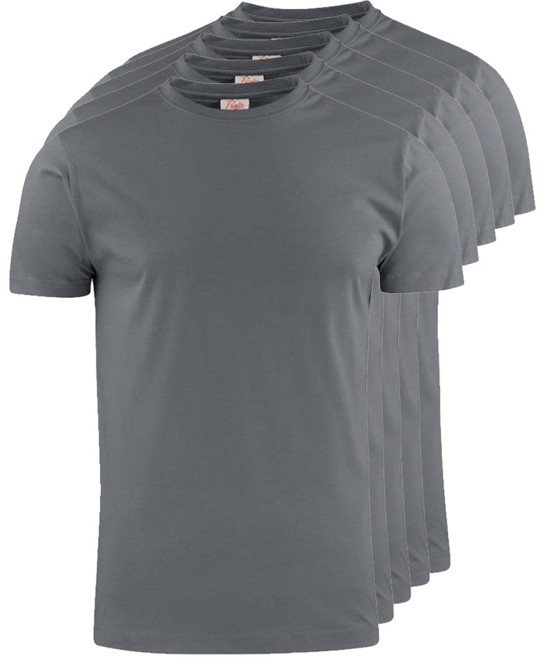 Printer Heavy T-shirt Ronde hals 5 pack antraciet