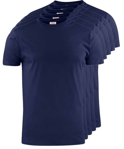 Printer Heavy T-shirt Ronde hals 5 pack navy