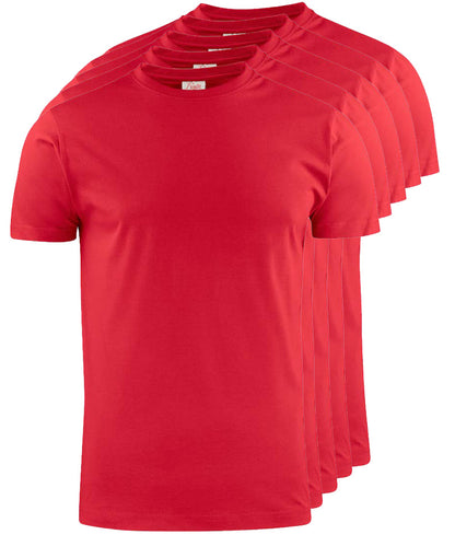 Printer Heavy T-shirt Ronde hals 5 pack rood