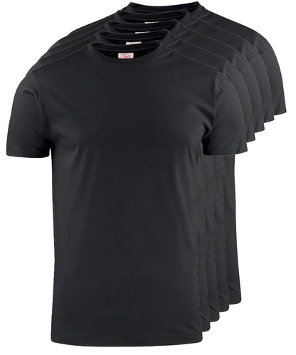 Printer Heavy T-shirt Ronde hals 5 pack zwart