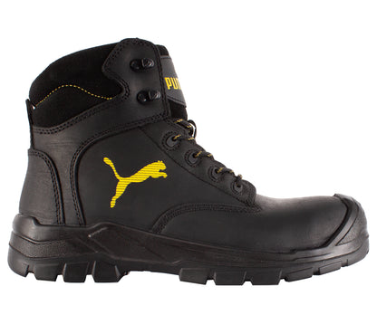 Puma werkschoenen Borneo voorkant geel logo