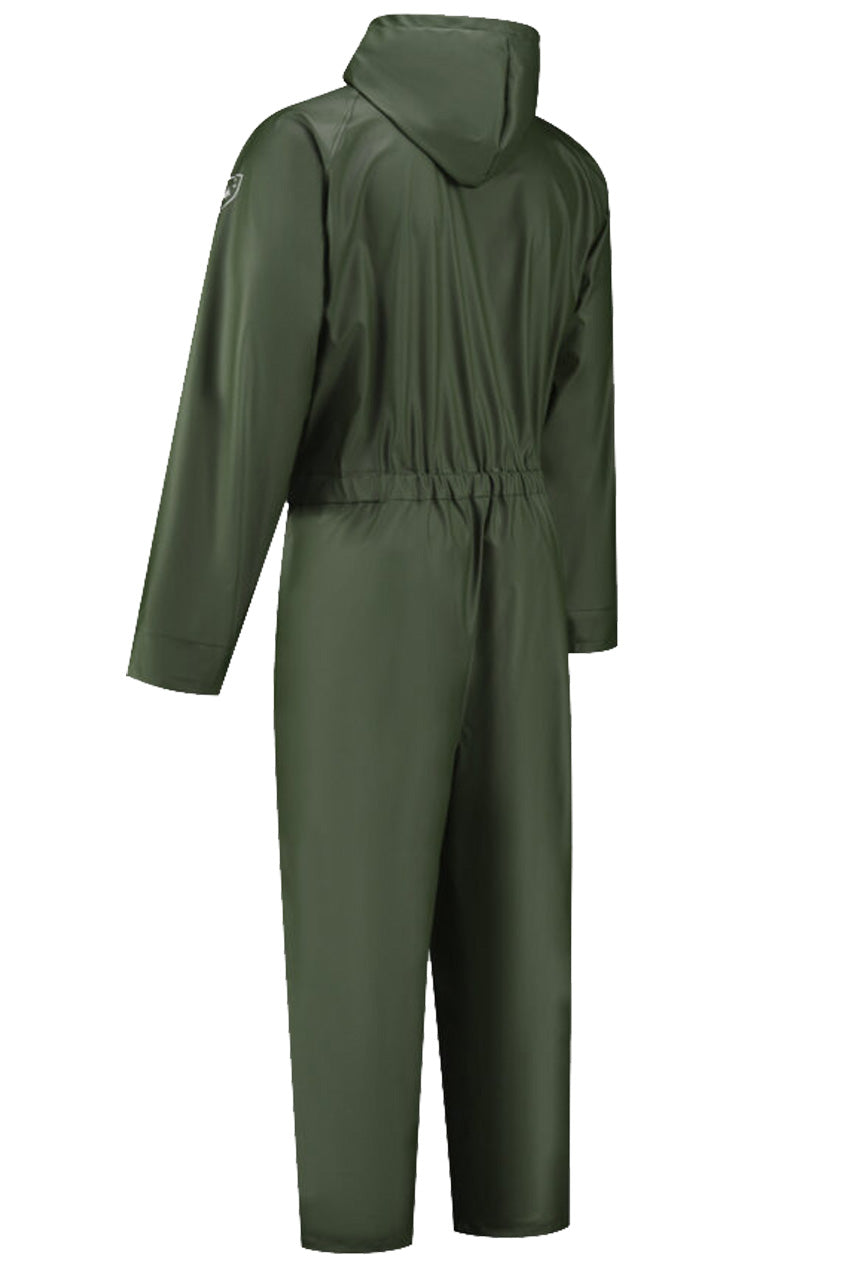 Regenoverall groen achterkant