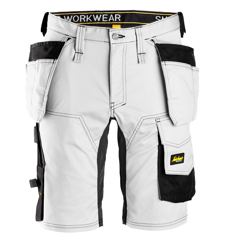 Snickers 6414 korte werkbroek voor schilders, wit, voorkant