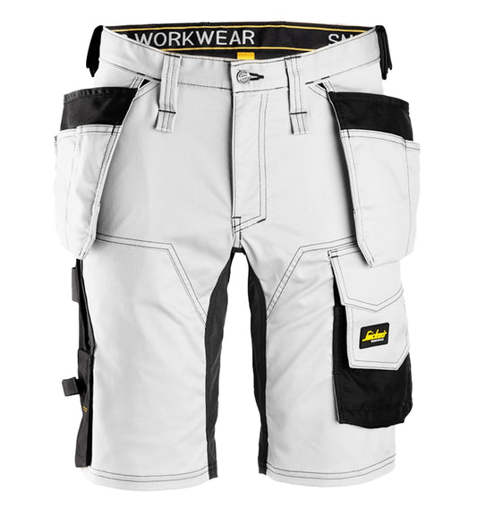 Snickers 6414 korte werkbroek voor schilders, wit, voorkant