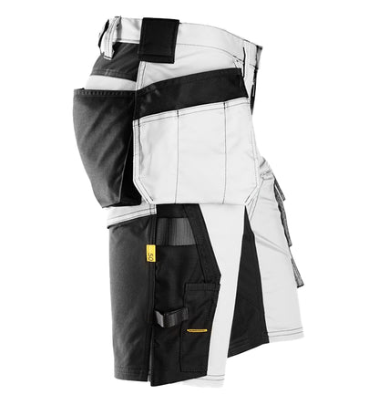 Snickers 6414 korte werkbroek voor schilders, wit, zijkant met zakken