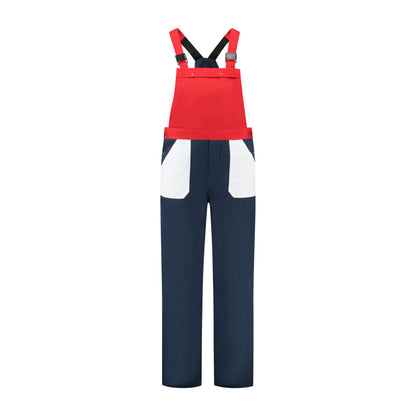Tuinbroek 3-kleurig navy-wit-rood