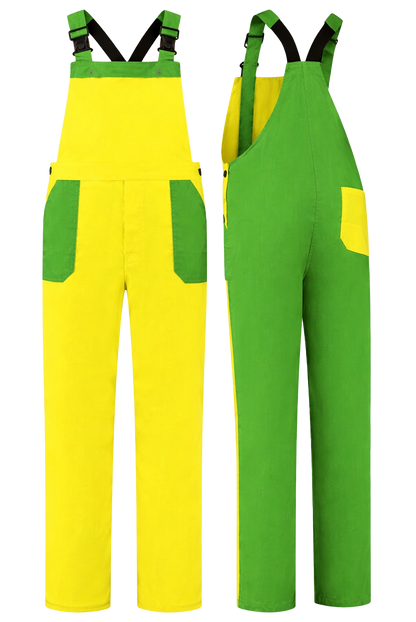 Tuinbroek 2-kleurig polyester-katoen geel appelgroen 