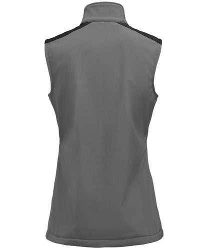 Softshell bodywarmer Printer Prime dames grijs-zwart achterkant