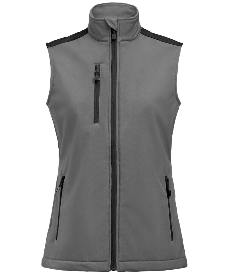 Softshell bodywarmer Printer Prime dames grijs-zwart voorkant