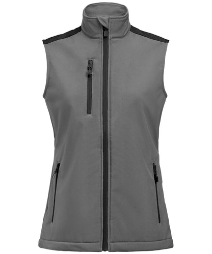 Softshell bodywarmer Printer Prime dames grijs-zwart voorkant