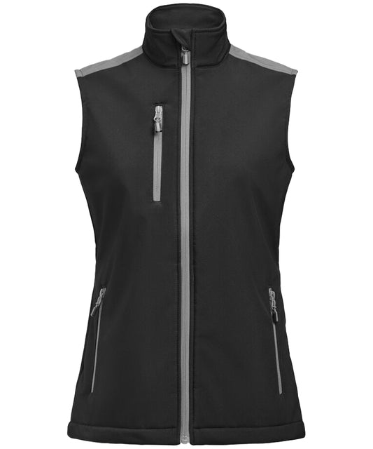 Softshell bodywarmer Printer Prime dames zwart-grijs voorkant