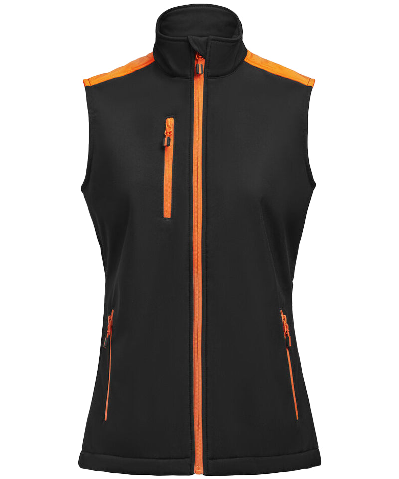 Softshell bodywarmer Printer Prime dames zwart-oranje voorkant