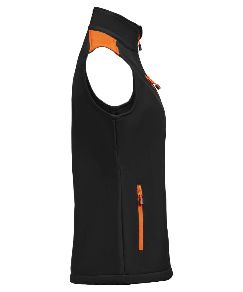 Softshell bodywarmer Printer Prime dames zwart-oranje zijkant