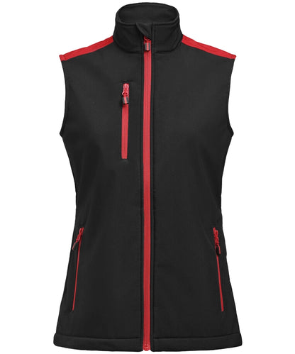 Softshell bodywarmer Printer Prime dames zwart-rood voorkant