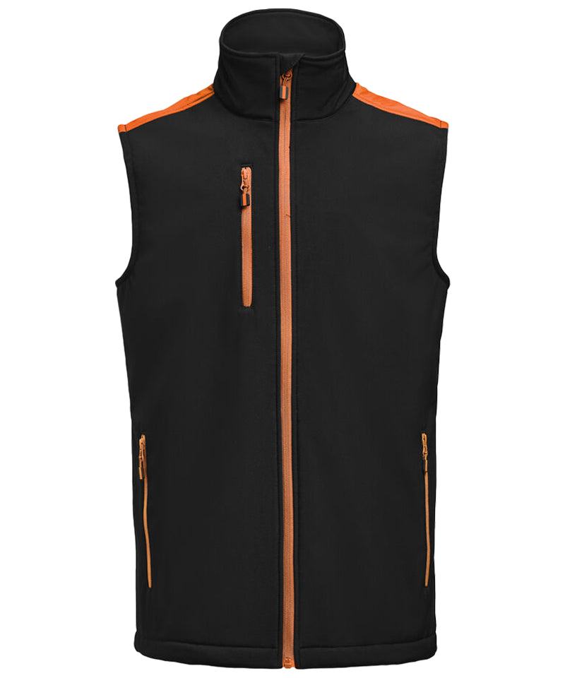 Softshell bodywarmer Printer Prime zwart-oranje voorkant