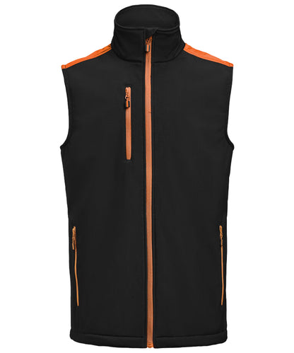 Softshell bodywarmer Printer Prime zwart-oranje voorkant