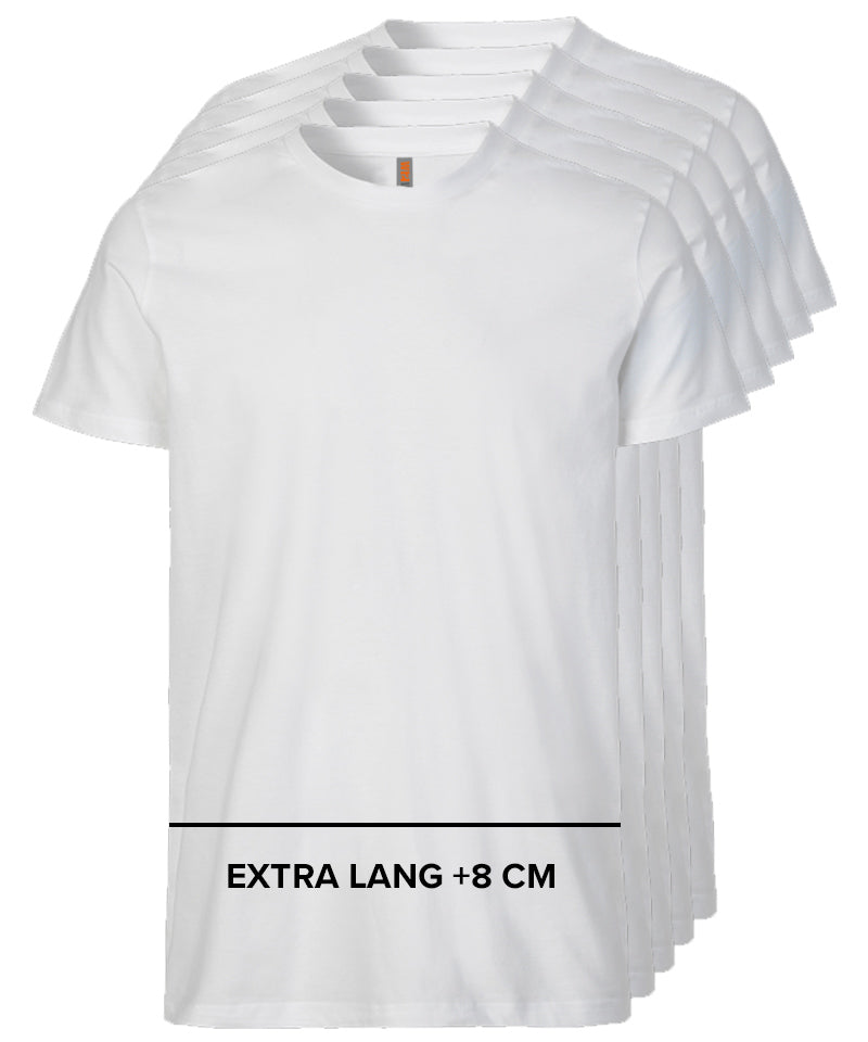 T-shirt extra lang W2wear wit 5-pack