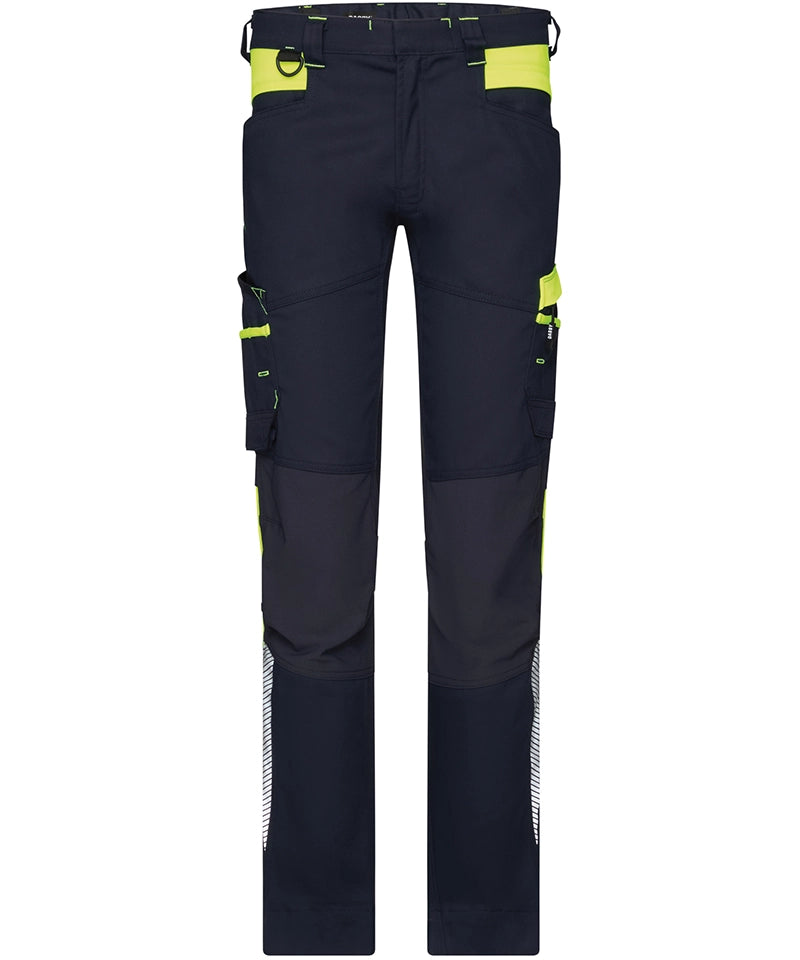 Dassy werkbroek Hong Kong stretch navy geel voorkant
