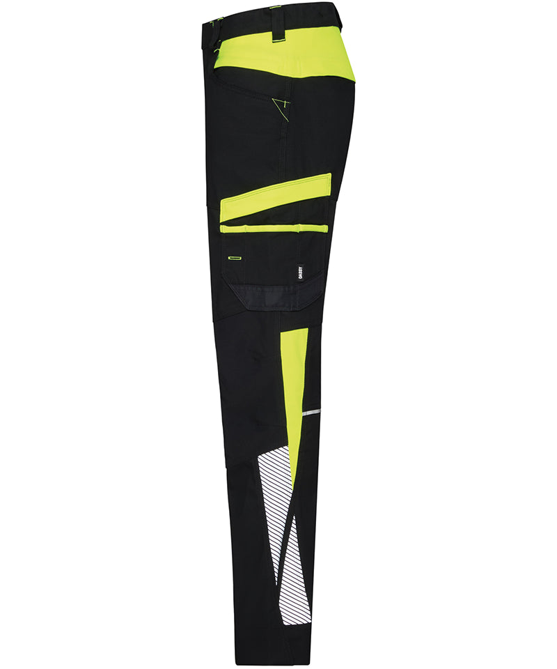 Dassy werkbroek Hong Kong stretch zwart geel zijkant