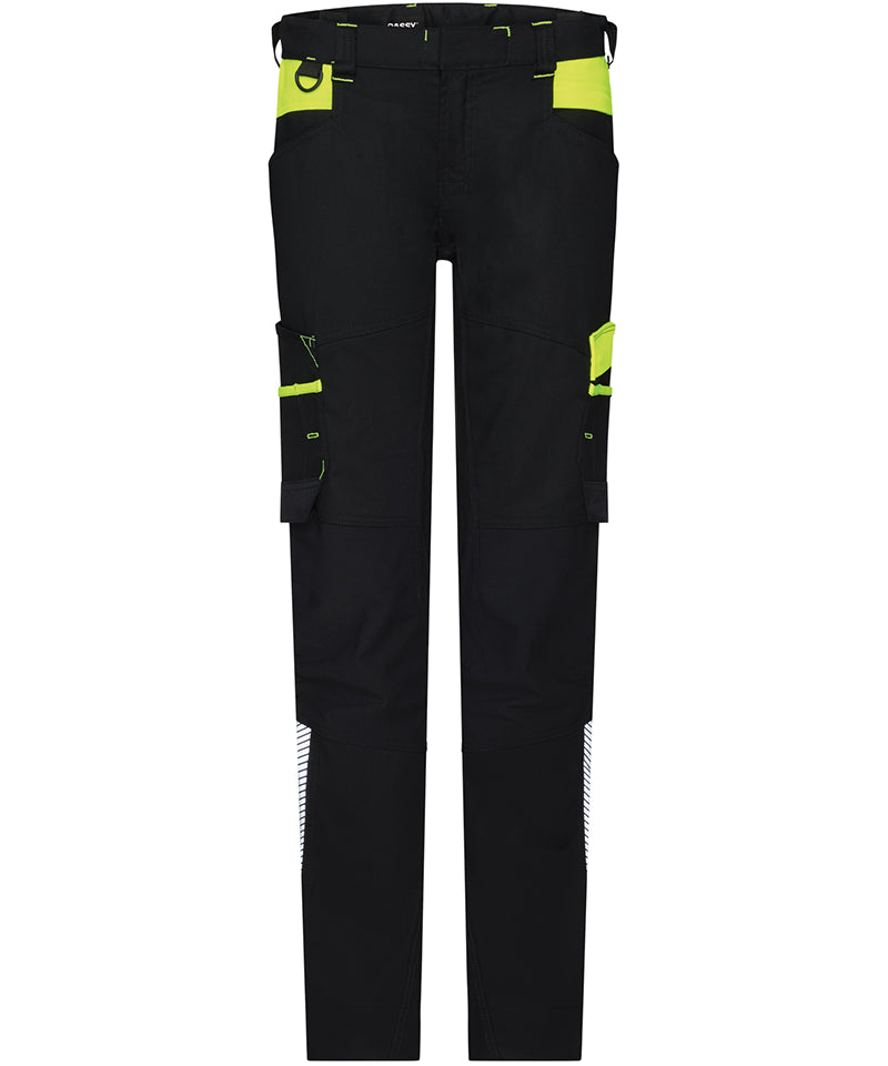 Dassy werkbroek Hong Kong stretch zwart geel voorkant