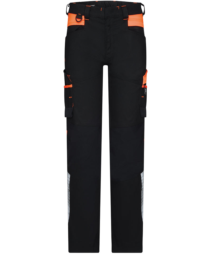 Dassy werkbroek Hong Kong stretch zwart oranje voorkant