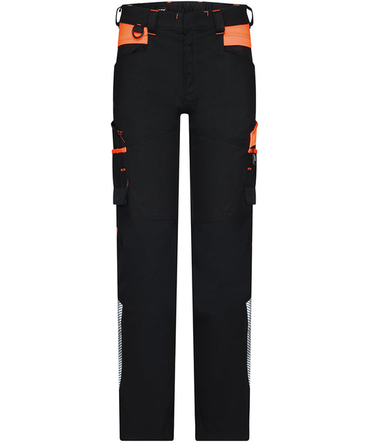 Dassy werkbroek Hong Kong stretch zwart oranje voorkant