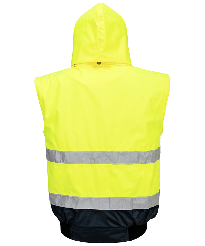 High-visibility 3 in 1 jas Geel C465 achterkant zonder mouw