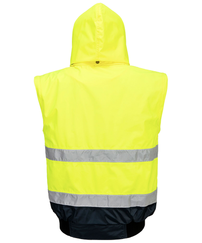 High-visibility 3 in 1 jas Geel C465 achterkant zonder mouw