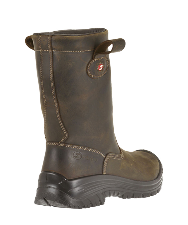 Werklaarzen S3 Montana ongevoerd donkerbruin achterkant logo sixton