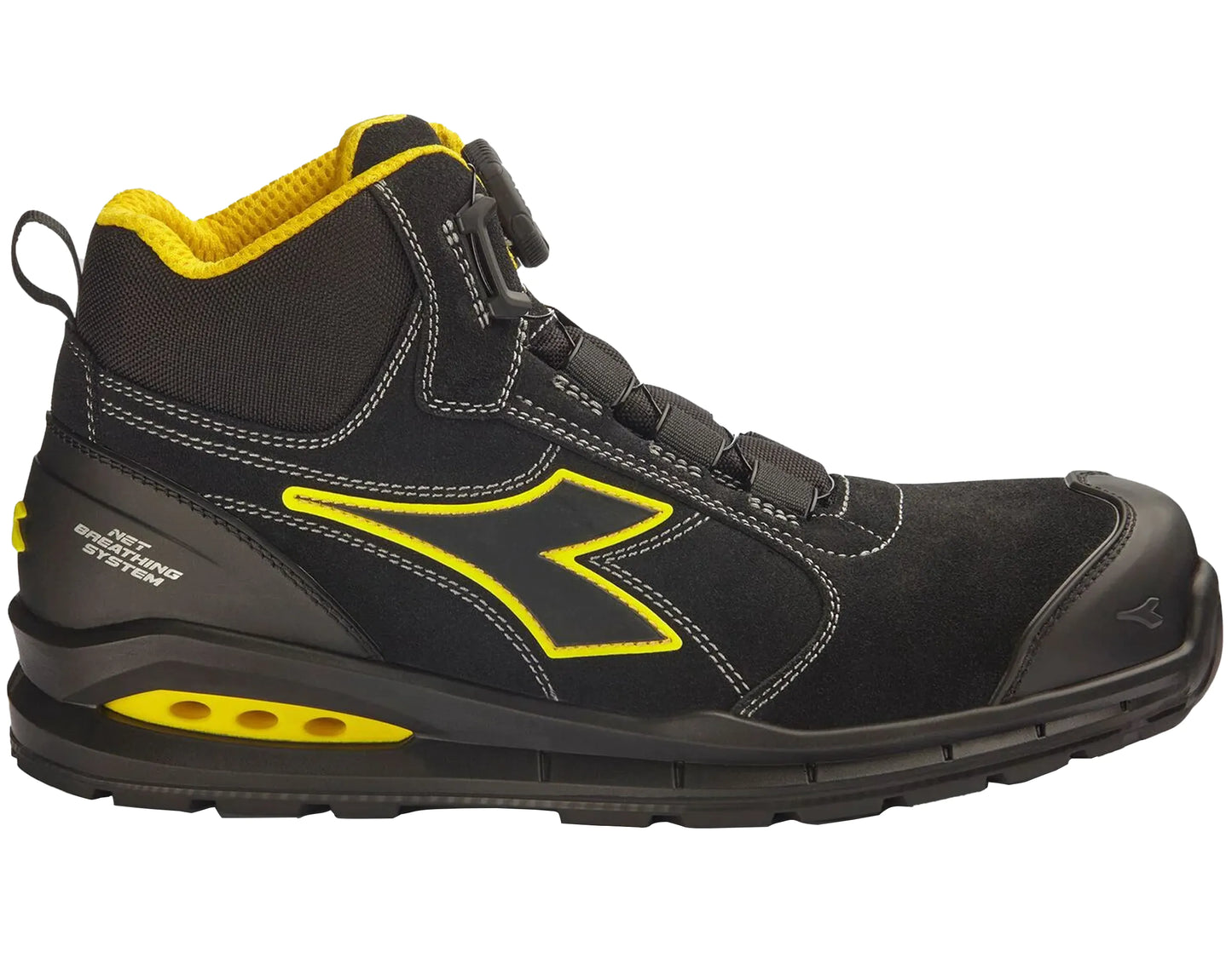 Werkschoenen diadora 182533, zwart met geel, zijkant