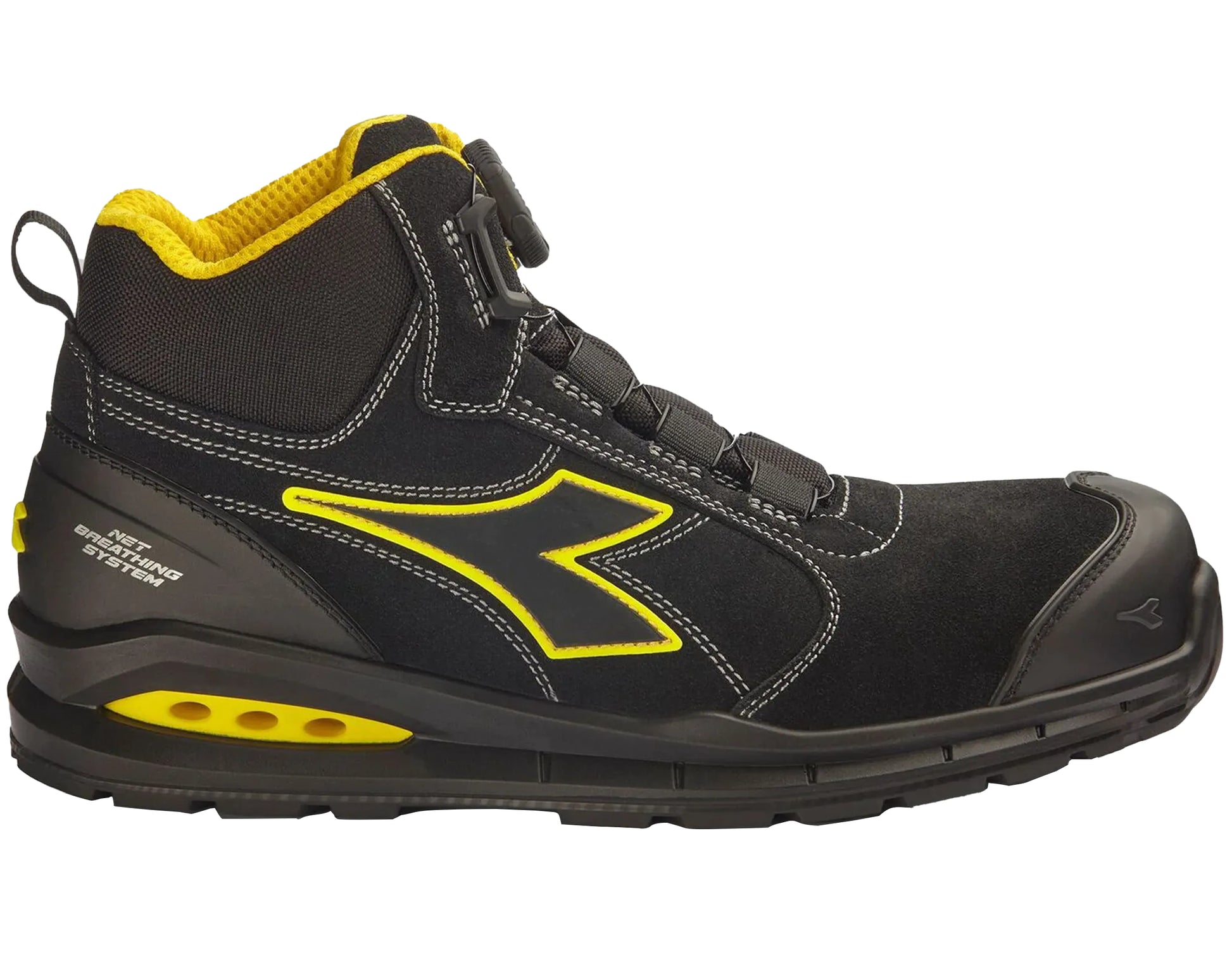 Werkschoenen diadora 182533, zwart met geel, zijkant