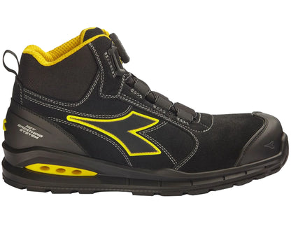 Werkschoenen diadora 182533, zwart met geel, zijkant