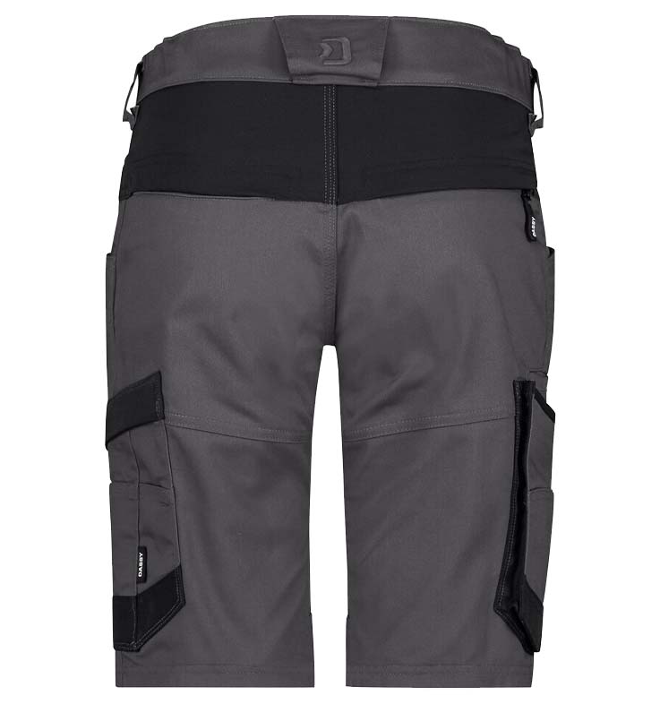 Dames stretch korte werkbroek Dassy Axis grijs achterkant