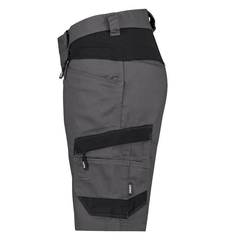 Dames stretch korte werkbroek Dassy Axis grijs zijkant
