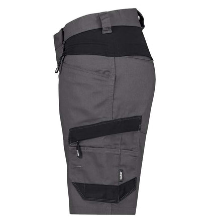 Dames stretch korte werkbroek Dassy Axis grijs zijkant