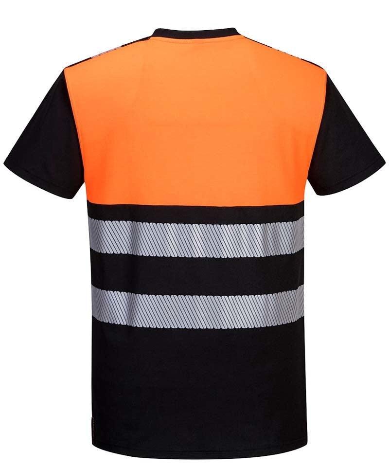 T-shirt high vis Portwest PW311 zwart oranje achterkant