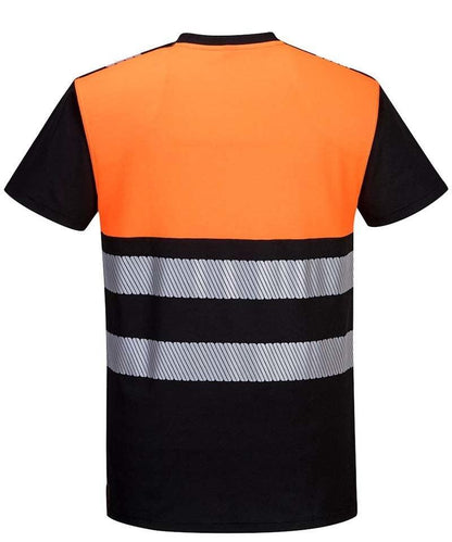 T-shirt high vis Portwest PW311 zwart oranje achterkant