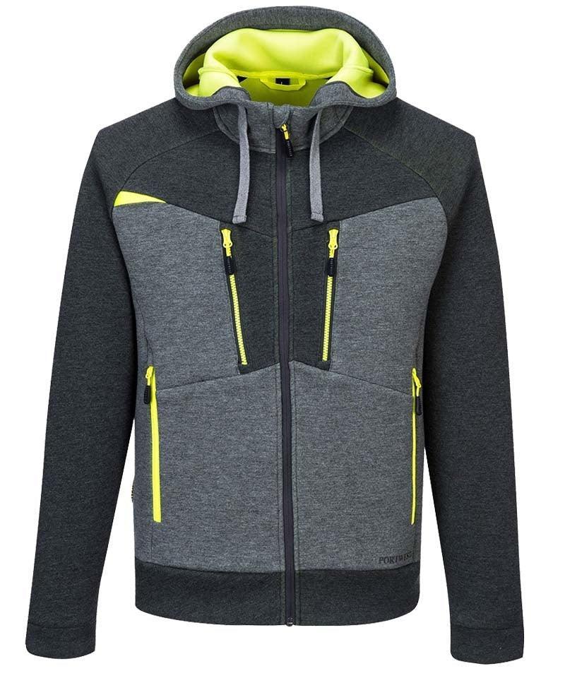 Vest met capuchon Portwest DX472 grijs geel voorkant