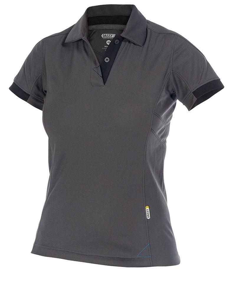 Dames poloshirt Dassy Traxion 100% polyester grijs
