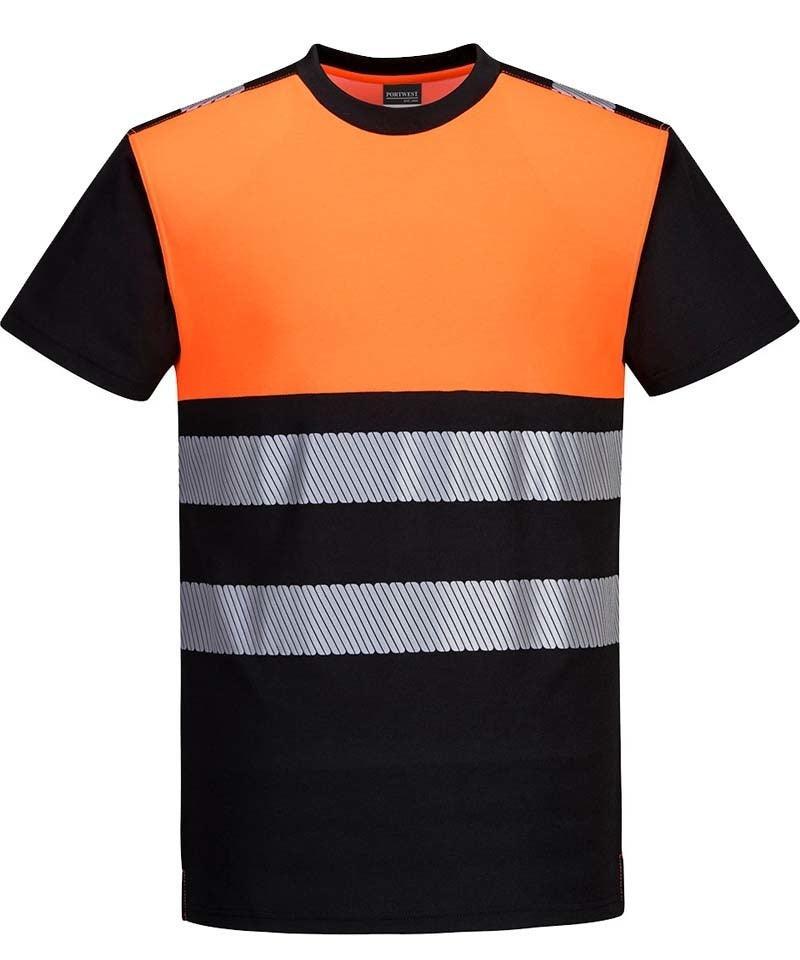 T-shirt high vis Portwest PW311 zwart oranje voorkant
