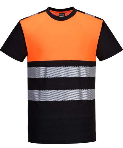 T-shirt high vis Portwest PW311 zwart oranje voorkant
